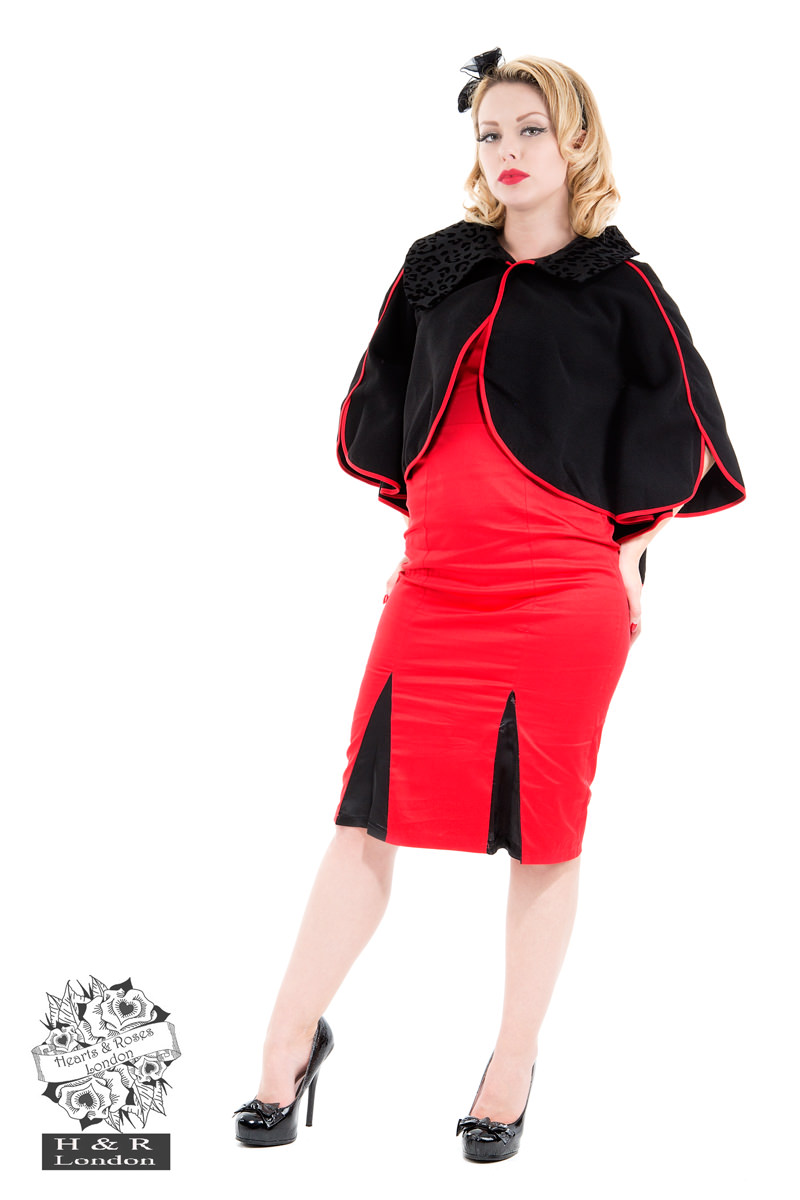 Black Red Trimmed Poncho